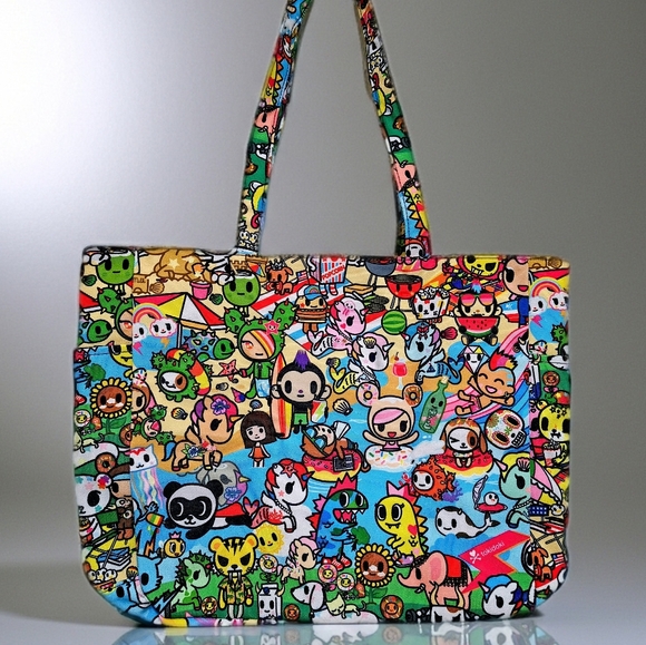 LIMITED EDITION Tokidoki Canvas Tote Bag w/ Unicorn BAG CHARM - Picture 7 of 11